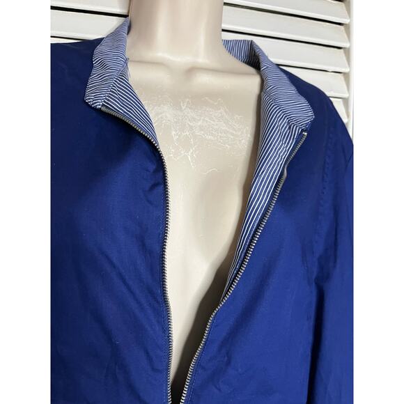 Alfred Dunner fall‎ weight zip up jacket 18 blue blue striped 100% cotton lined - Picture 2 of 6
